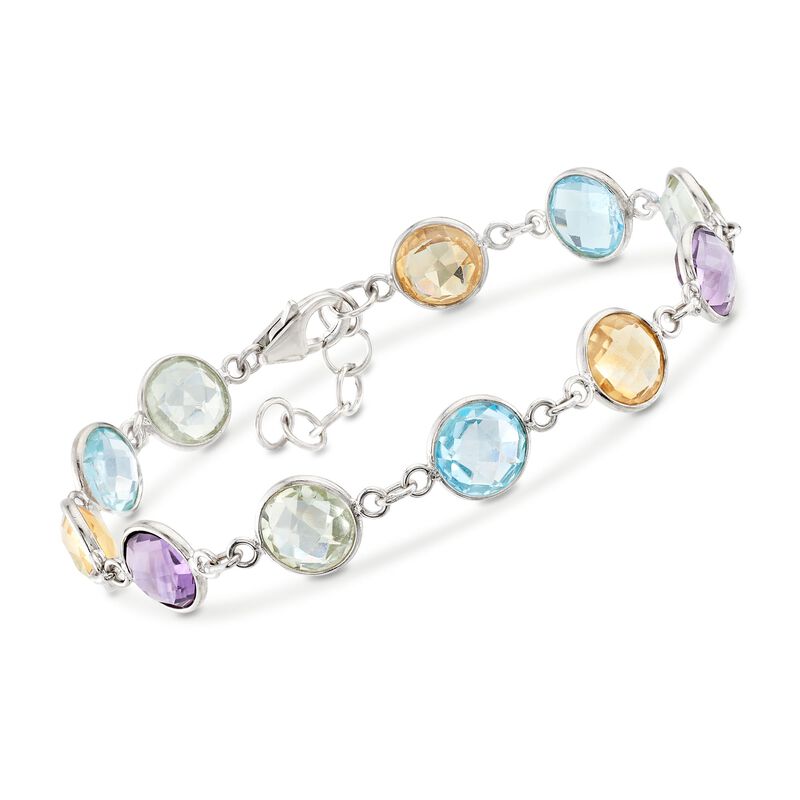 18.40 ct. t.w. Bezel-Set Multi-Stone Bracelet in Sterling Silver image number 0