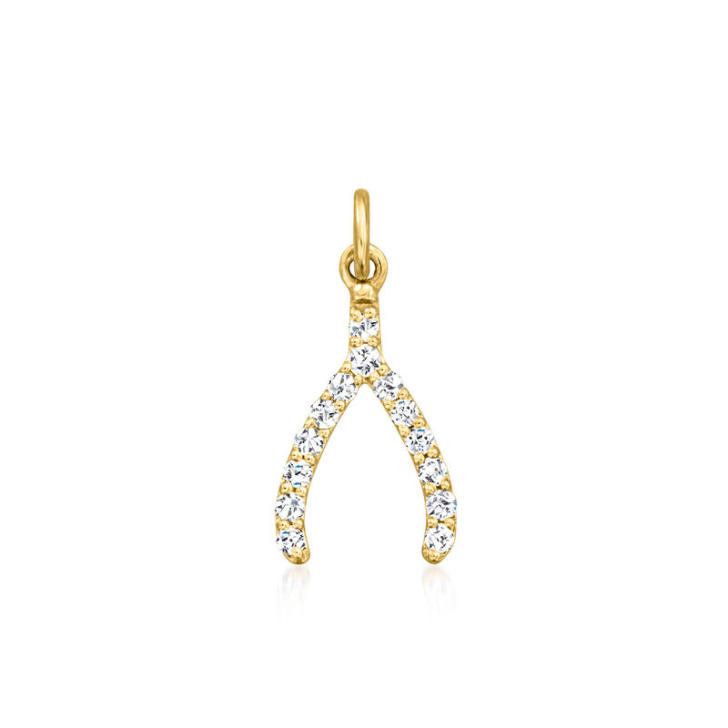 Diamond Wishbone Charm in 14kt Yellow Gold  image number 1
