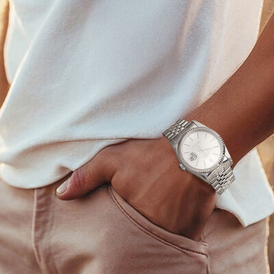 Pre-Owned Rolex Datejust Men's 36mm Automatic Stainless Steel and 18kt White Gold Watch