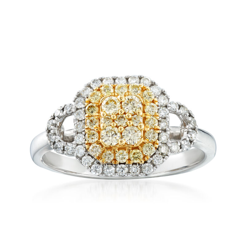 C. 2000 Vintage .65 ct. t.w. White and Yellow Diamond Cluster Ring in 14kt Two-Tone Gold. Size 7 image number 0
