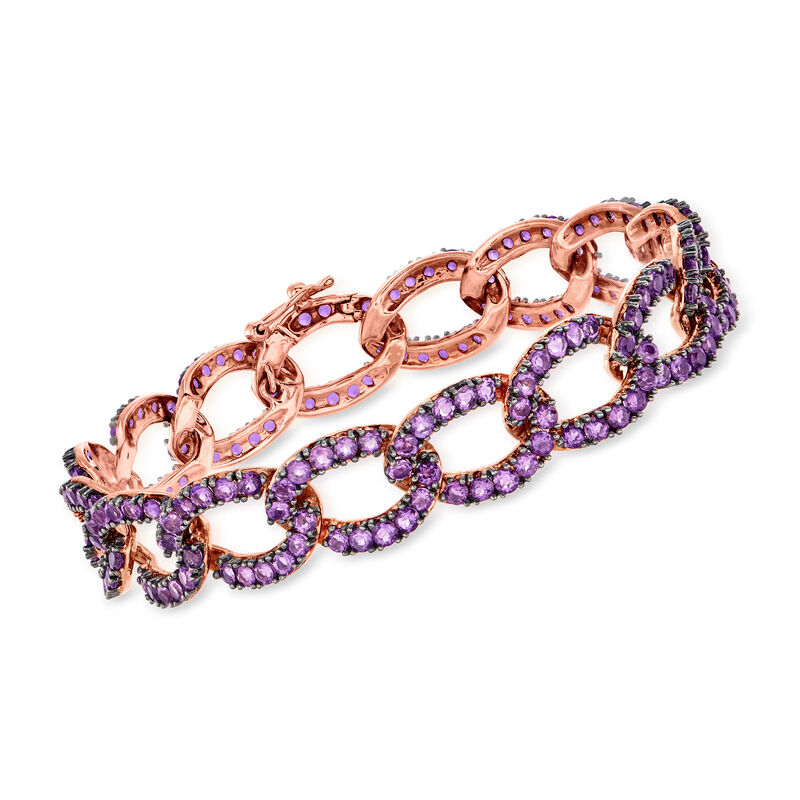 7.50 ct. t.w. Amethyst Oval-Link Bracelet in 14kt Rose Gold image number 0