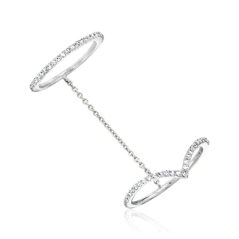 .25 ct. t.w. Diamond Chevron Double Ring in Sterling Silver image number 2