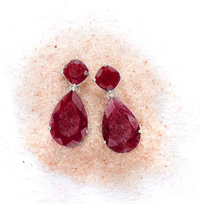 19.20 ct. t.w. Ruby Drop Earrings in Sterling Silver image number 2