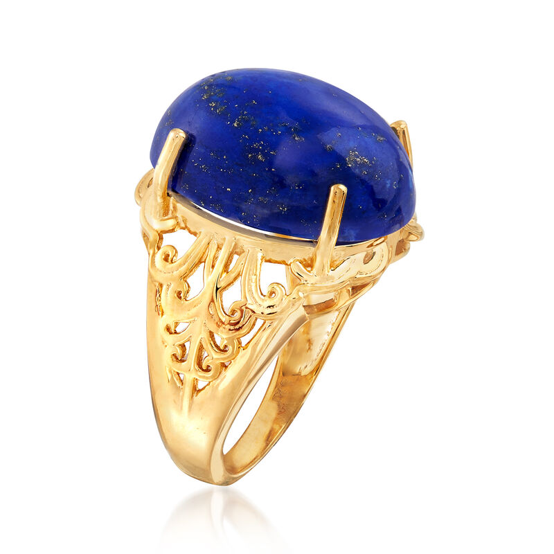 Lapis Open-Space Scrollwork Ring in 18kt Gold Over Sterling image number 2