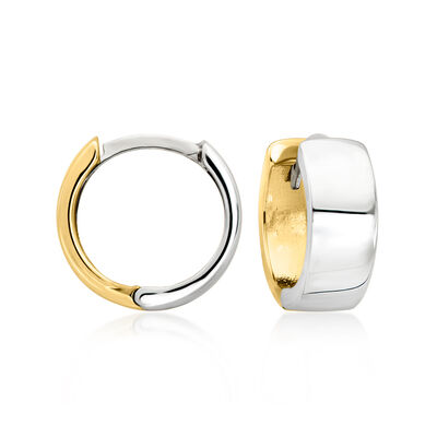 10kt Two-Tone Gold Reversible Hoop Earrings