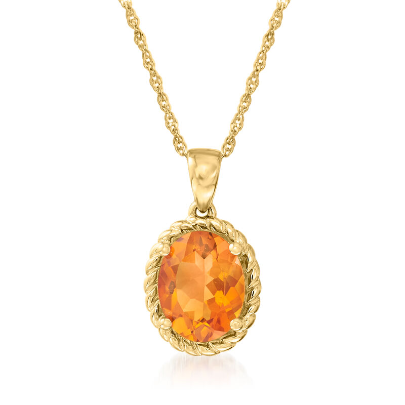1.70 Carat Citrine Pendant Necklace in 14kt Yellow Gold. 18&quot; image number 1
