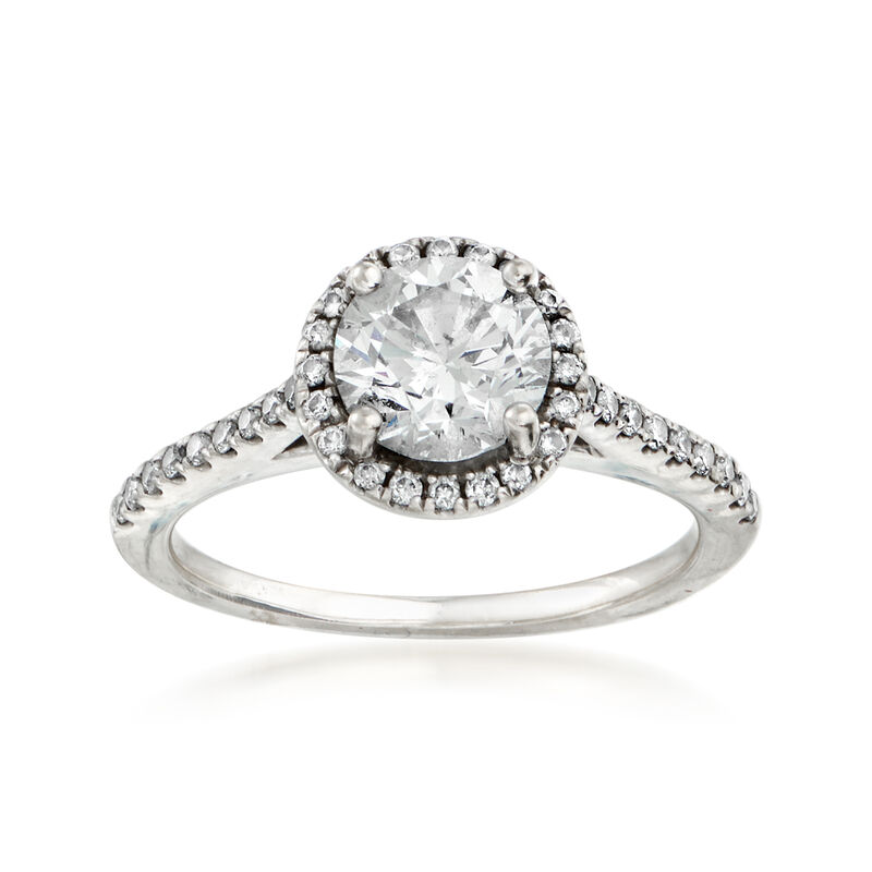C. 2000 Vintage 1.30 ct. t.w. Diamond Halo Ring in 18kt White Gold image number 0