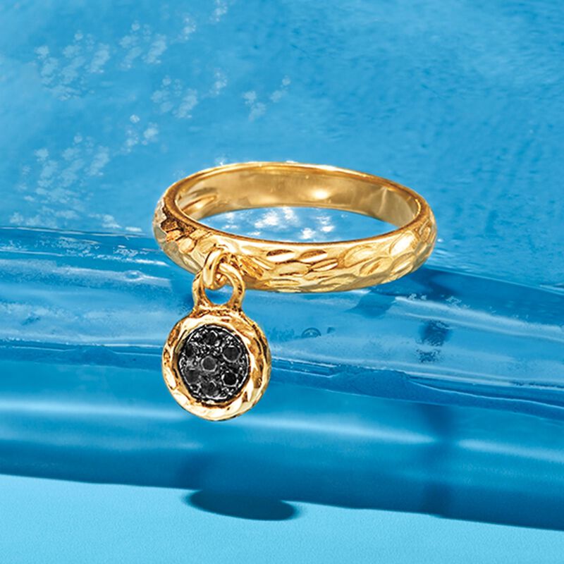 .20 ct. t.w. Black and White Diamond Circle Charm Ring in 14kt Yellow Gold image number 5