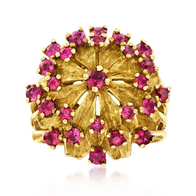 C. 1970 Vintage 2.75 ct. t.w. Ruby Cluster Ring in 14kt Yellow Gold. Size 7.5 image number 0