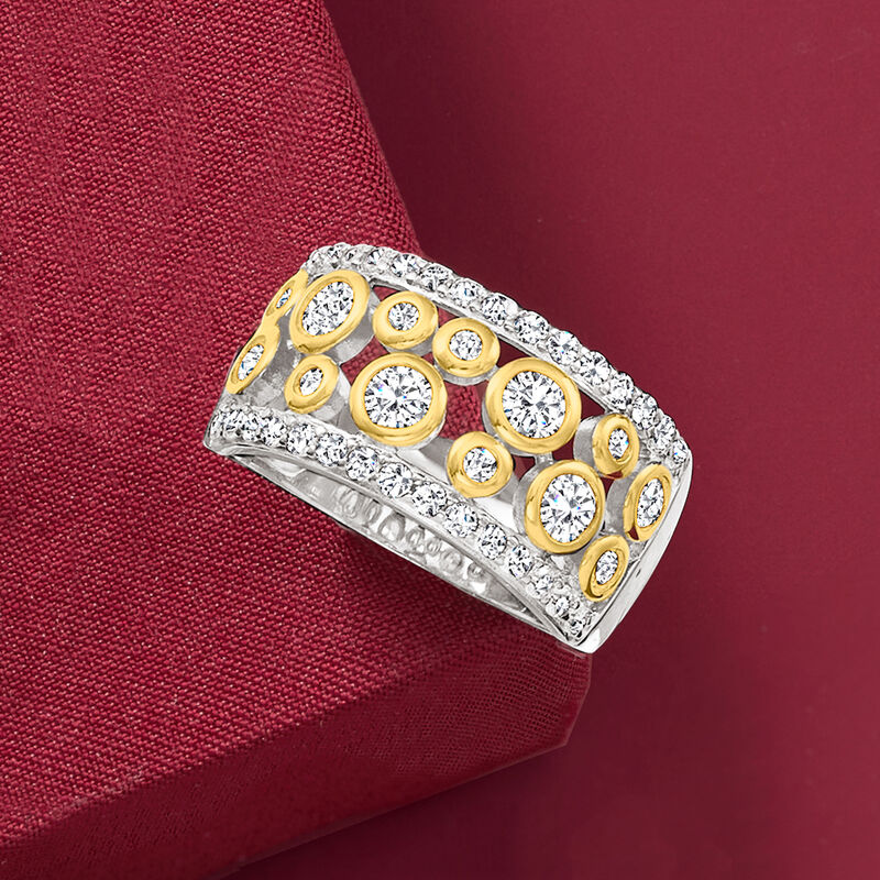 1.06 ct. t.w. CZ Open-Space Bubble Ring in Two-Tone Sterling Silver image number 3