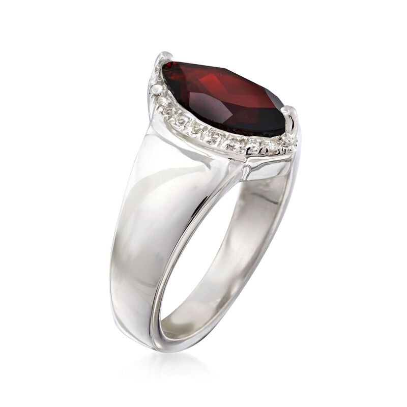 1.80 Carat Garnet Ring with White Topaz Accents in Sterling Silver image number 2