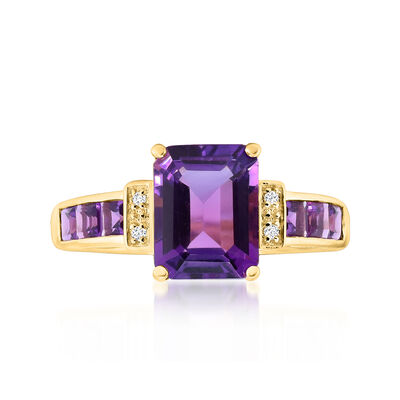 2.80 ct. t.w. Amethyst Ring with Diamonds in 14kt Yellow Gold