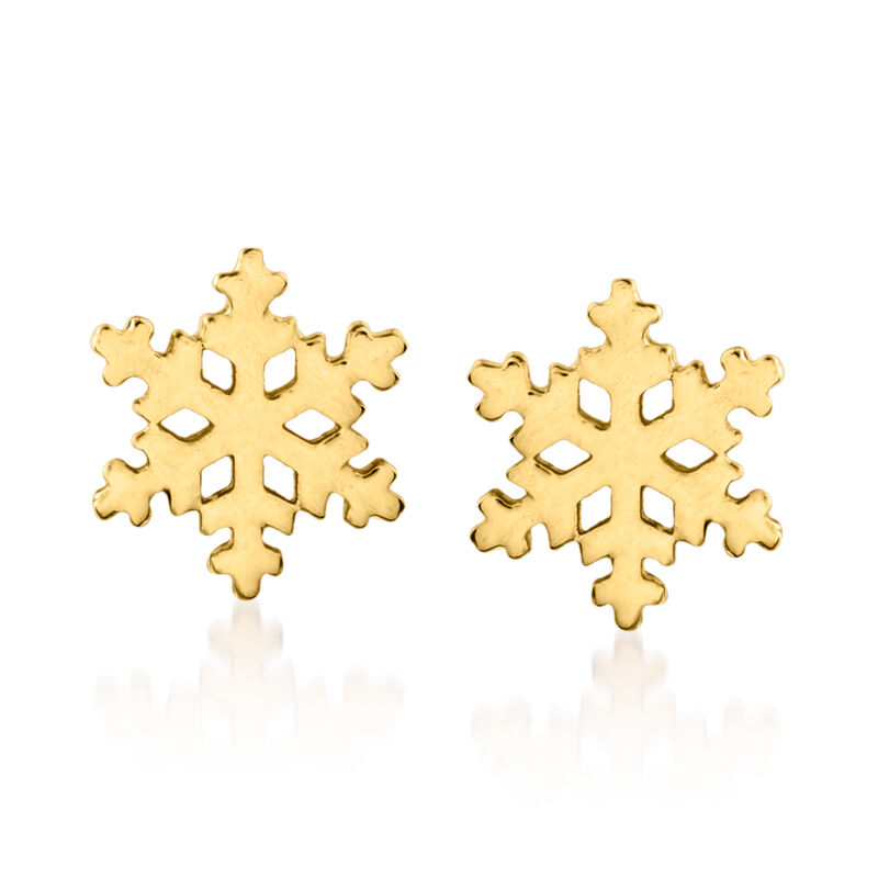 18kt Yellow Gold Snowflake Stud Earrings image number 0