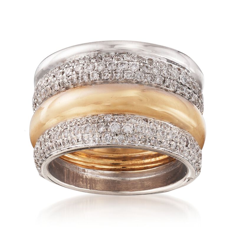 C. 2000 Vintage Pomellato "Tubolare" 2.50 ct. t.w. Diamond Multi-Row Ring in 18kt Two-Tone Gold image number 0