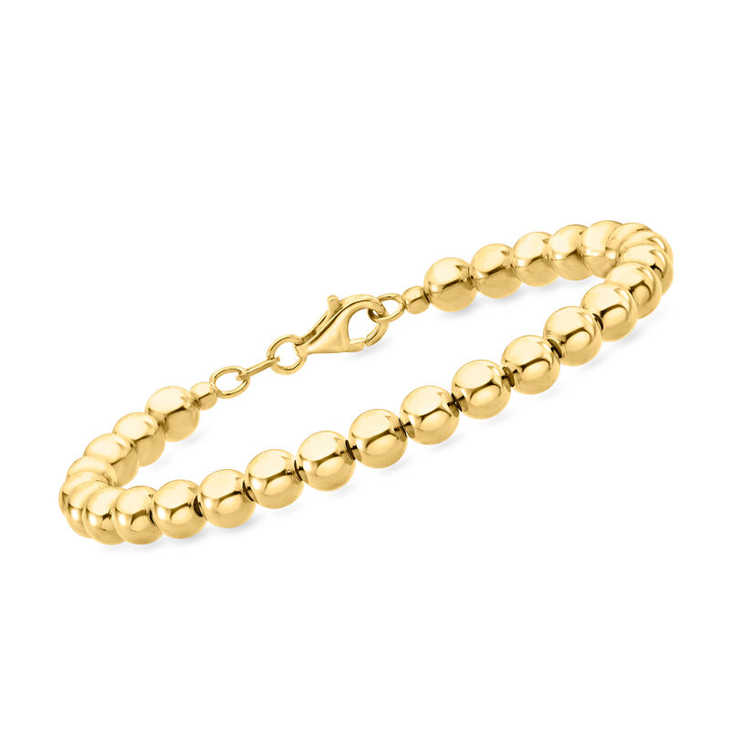 Italian 6mm 18kt Gold Over Sterling Bead Bracelet image number 0