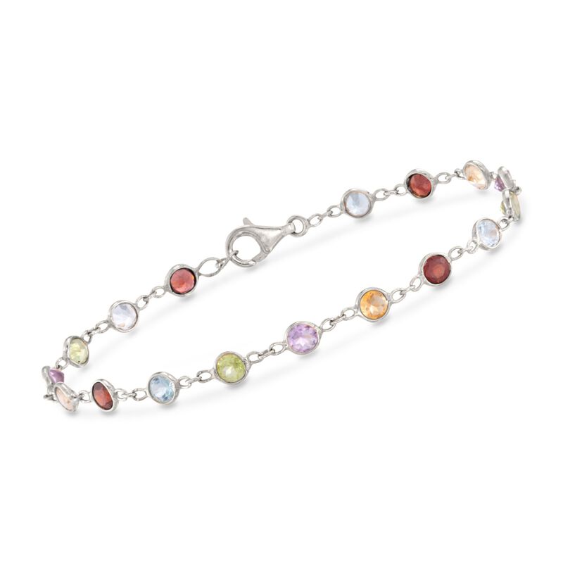 4.30 ct. t.w. Bezel-Set Multi-Gemstone Bracelet in Sterling Silver image number 0