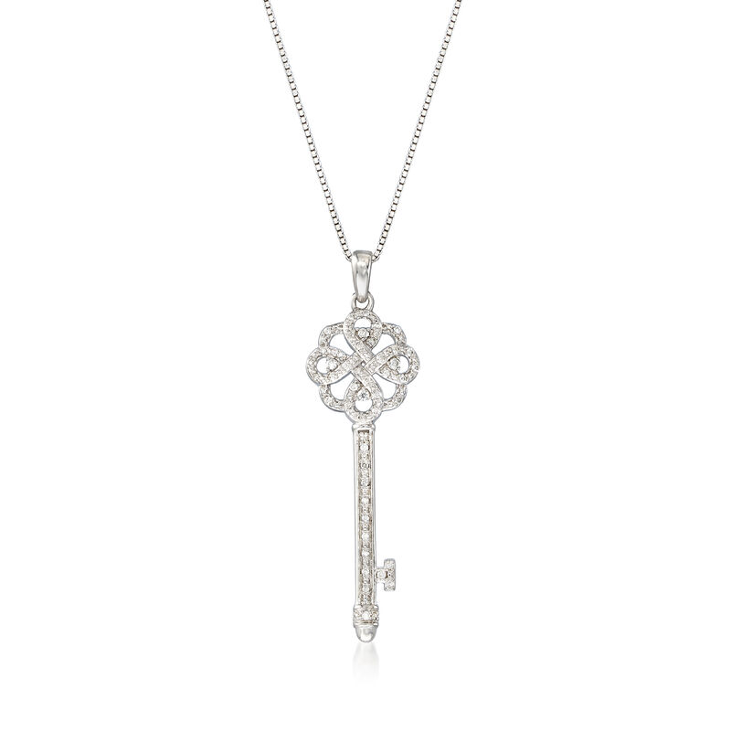 .15 ct. t.w. Diamond Key Pendant Necklace in Sterling Silver image number 0