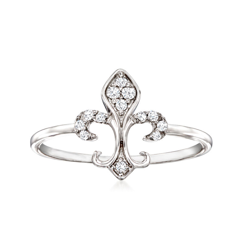 .10 ct. t.w. Diamond Fleur-De-Lis Ring in Sterling Silver image number 0
