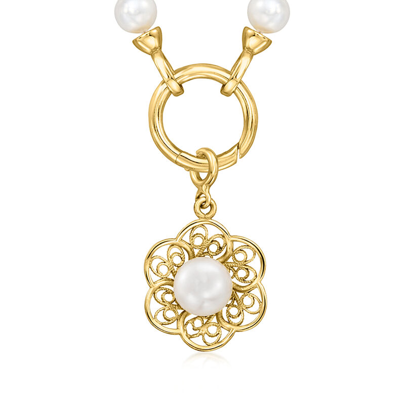 8mm Cultured Pearl Flower Charm in 18kt Gold Over Sterling  image number 3