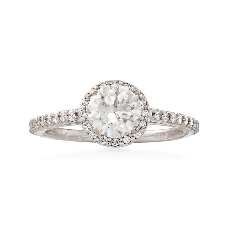 C. 2000 Vintage 1.37 Diamond Halo 14kt White Gold Engagement Ring. Size 6.75 image number 0