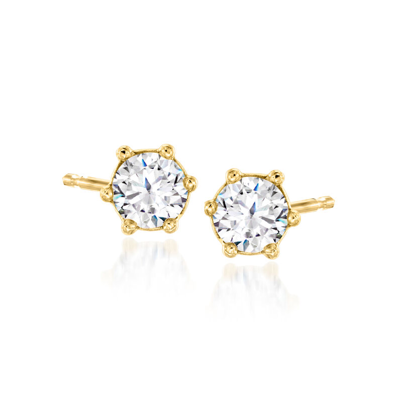 Italian .50 ct. t.w. CZ Jewelry Set: Stud Earrings and Hoop Earring Jackets in 18kt Gold Over Sterling. 1 1/2&quot; image number 4