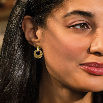 .37 ct. t.w. Multi-Gemstone Open Disc Drop Earrings in 18kt Gold Over Sterling