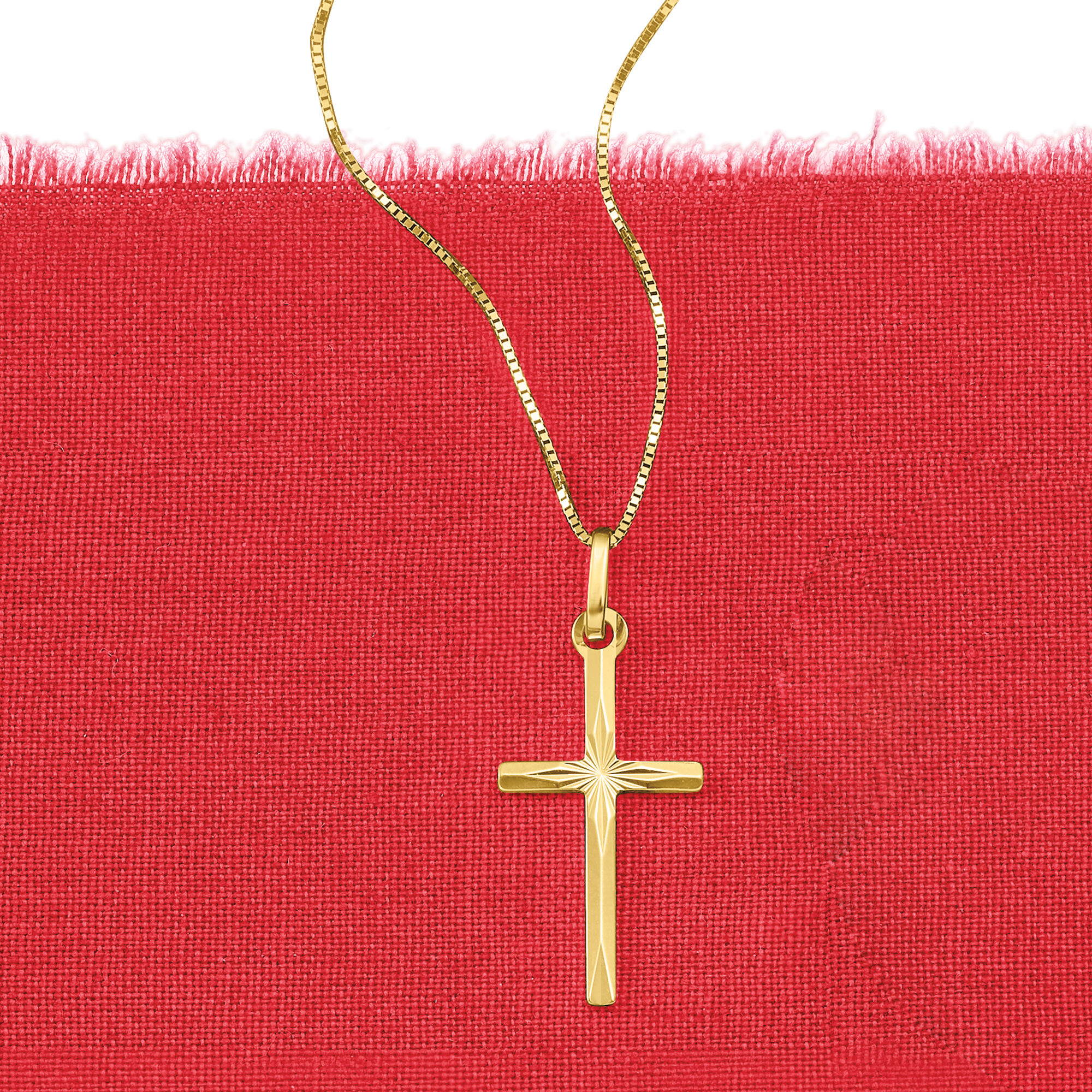 Italian 18kt Yellow Gold Diamond Cut Cross Pendant Necklace