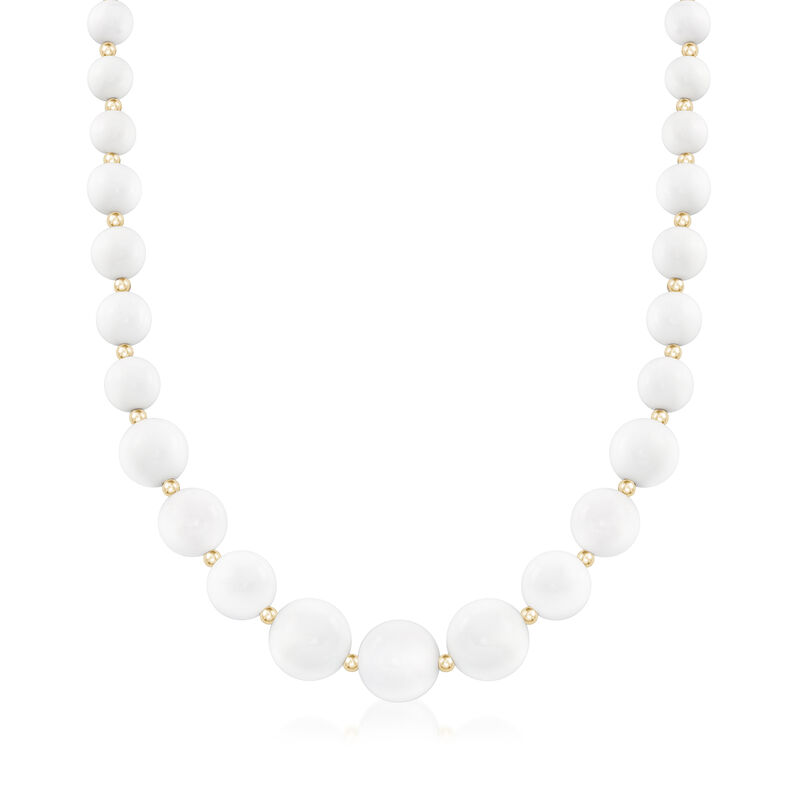 6-14mm White Agate Graduated Necklace in 14kt Yellow Gold image number 0