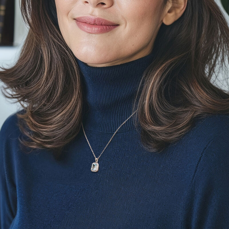 1.30 Carat Aquamarine Pendant Necklace with .20 ct. t.w. White Topaz in Sterling Silver. 18" image number 0