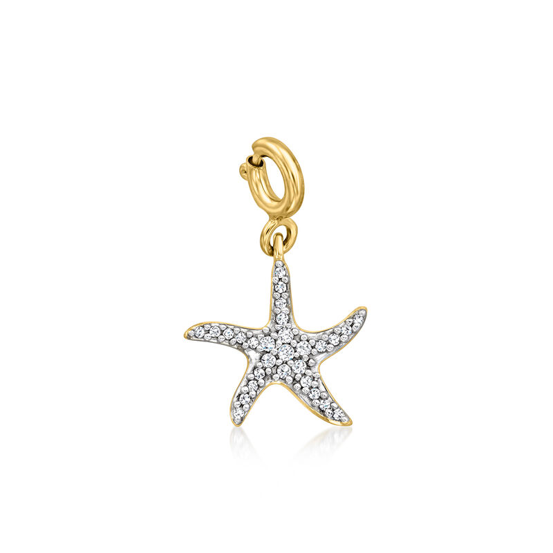 .10 ct. t.w. Diamond Starfish Charm in 18kt Gold Over Sterling  image number 0