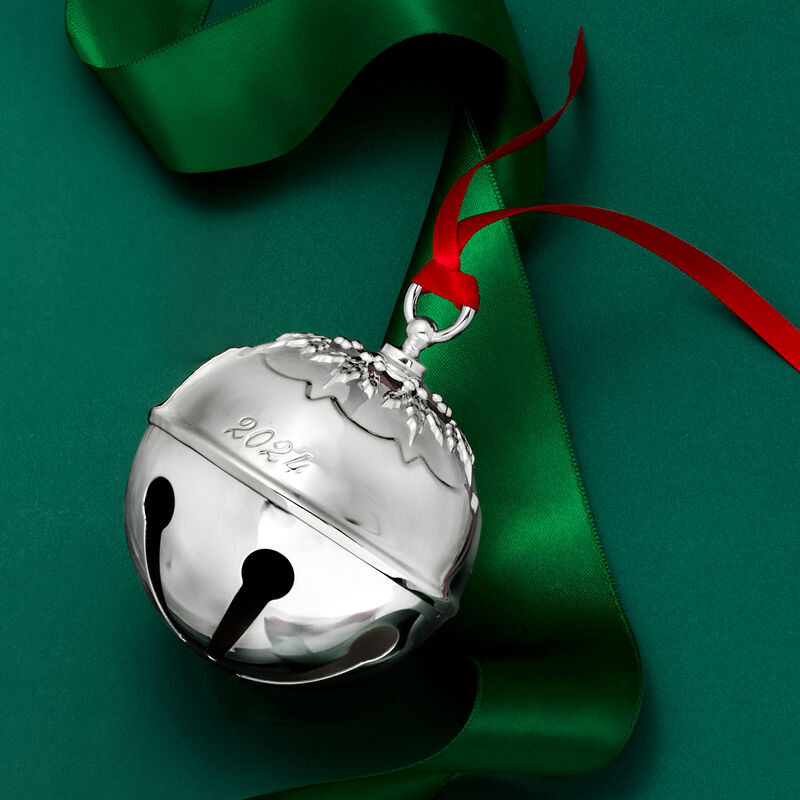 Reed & Barton 2024 Annual Silver Plate Holly Bell Ornament - 49th Edition image number 3