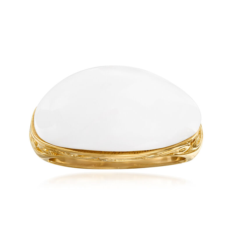 White Agate Ring in 18kt Gold Over Sterling image number 0