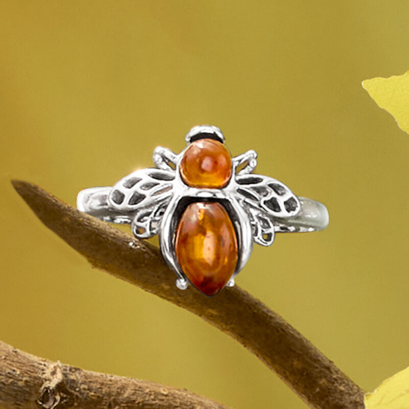 Amber Bumblebee Ring in Sterling Silver image number 3