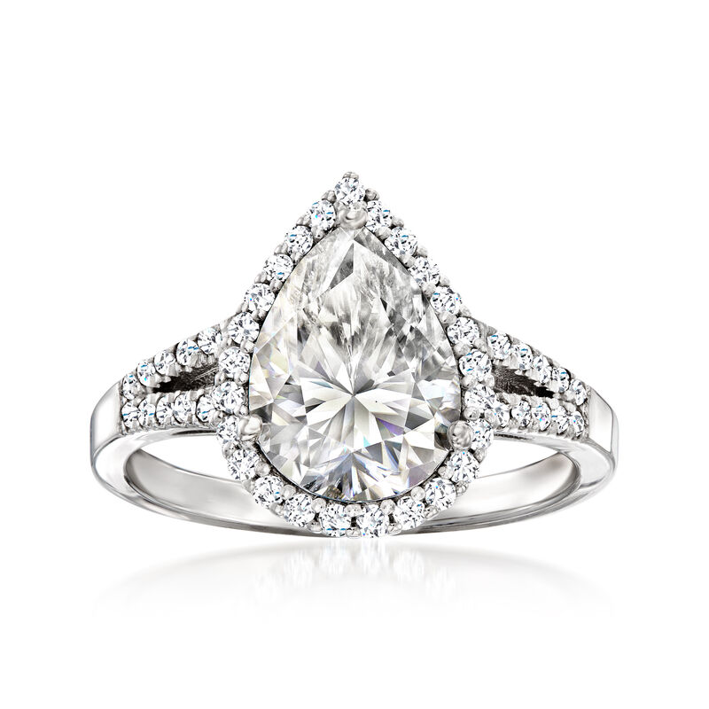 2.80 ct. t.w. Moissanite Teardrop Ring in Sterling Silver image number 0