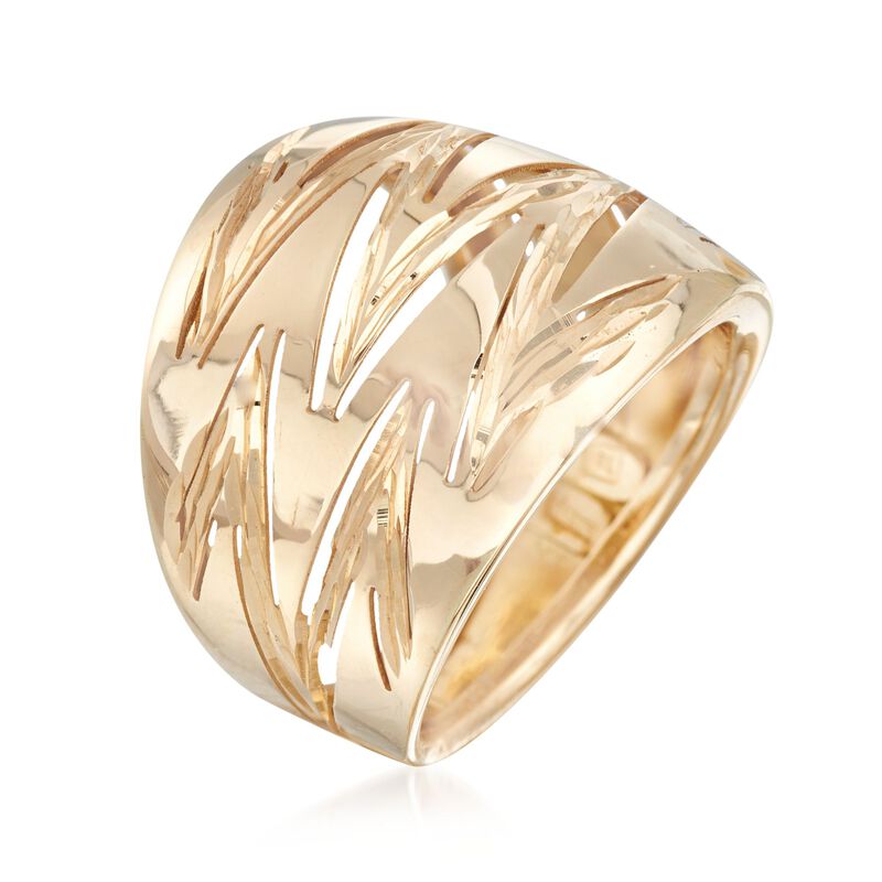 Italian 14kt Yellow Gold Zigzag Wide Ring image number 2