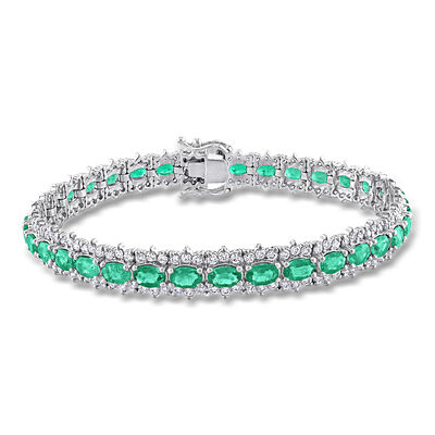 7.00 ct. t.w. Emerald and 2.38 ct. t.w. Diamond Bracelet in 14kt White Gold