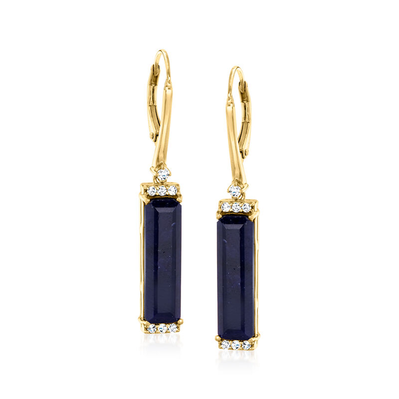 12.00 ct. t.w. Sapphire Drop Earrings with .30 ct. t.w. White Topaz in 18kt Gold Over Sterling  image number 0