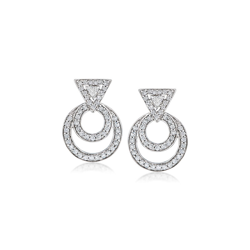 C. 1990 Vintage 1.55 ct. t.w. Diamond Geometric Earrings in 14kt White Gold  image number 0