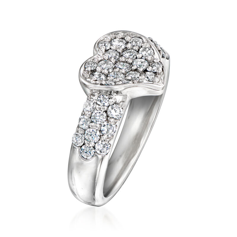 C. 1990 Vintage .90 ct. t.w. Diamond Heart Ring in Platinum. Size 6 image number 2
