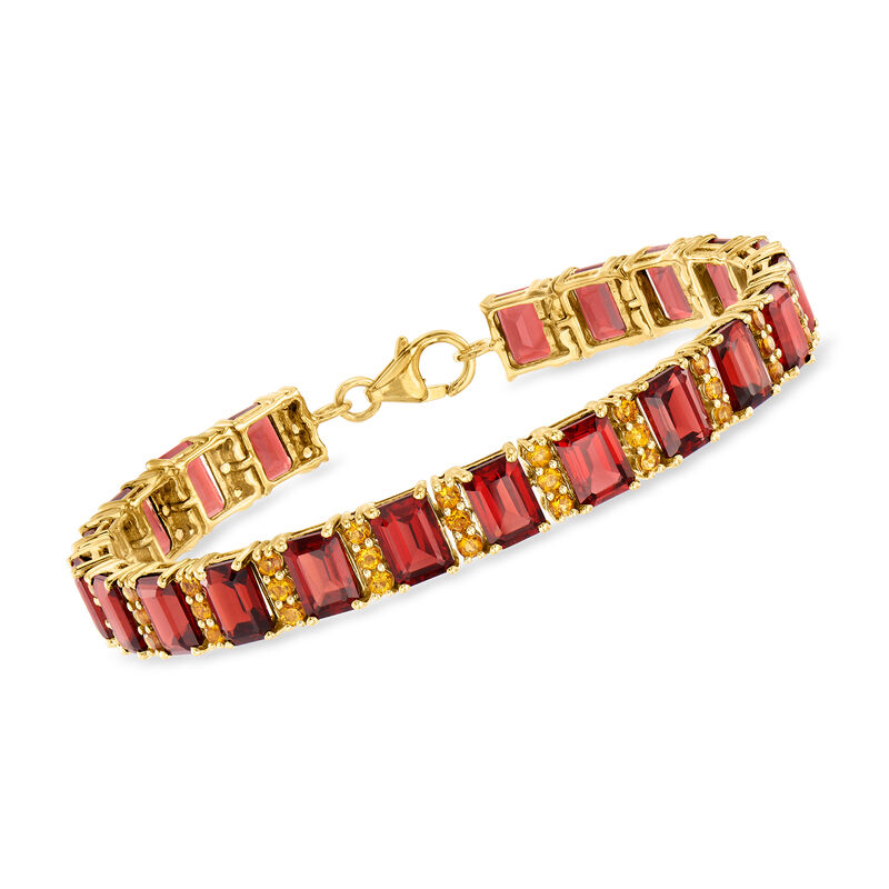 25.00 ct. t.w. Garnet Bracelet with 2.00 ct. t.w. Citrines in 18kt Gold Over Sterling image number 0