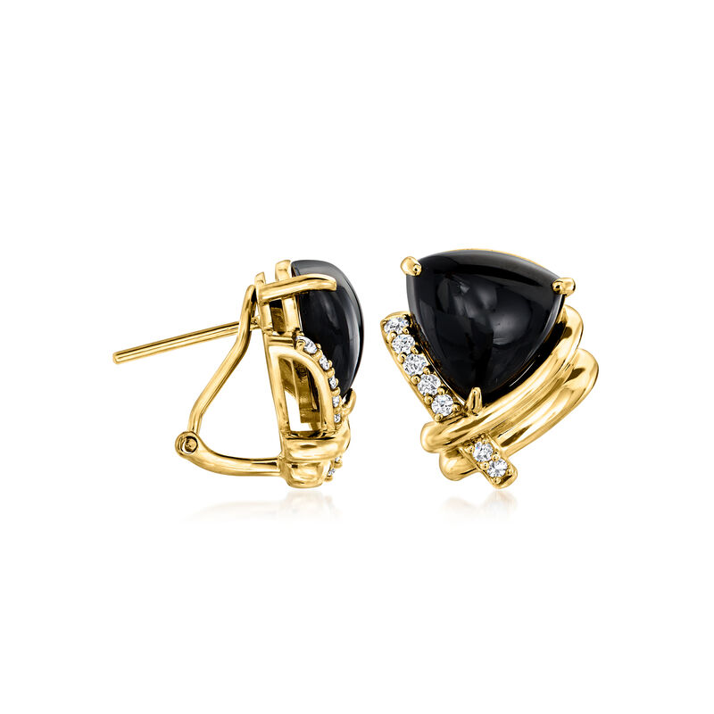 Onyx and .25 ct. t.w. Diamond Earrings in 18kt Gold Over Sterling image number 2