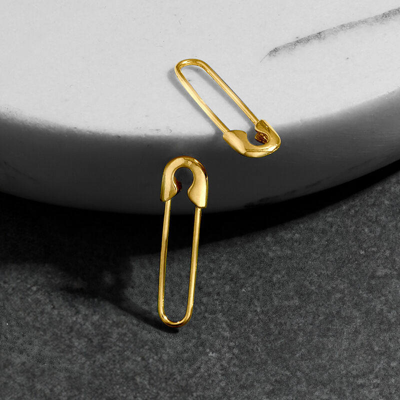 Italian 14kt Yellow Gold Safety Pin Earrings image number 1