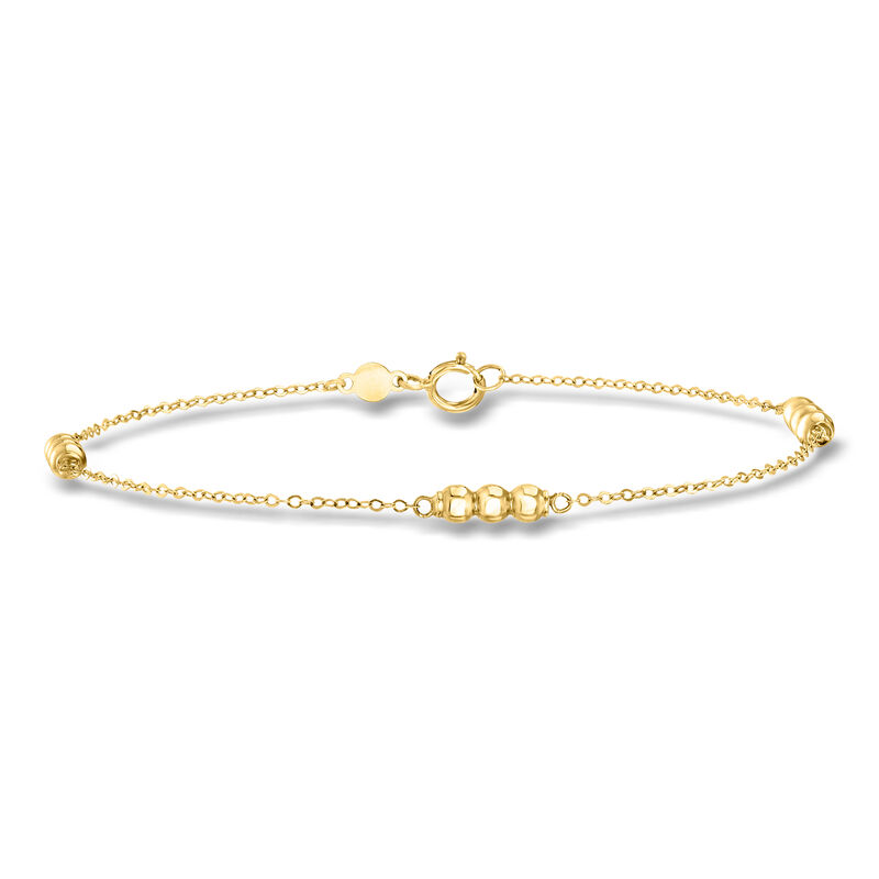 Italian 10kt Yellow Gold Three-Bead Station Bracelet image number 0