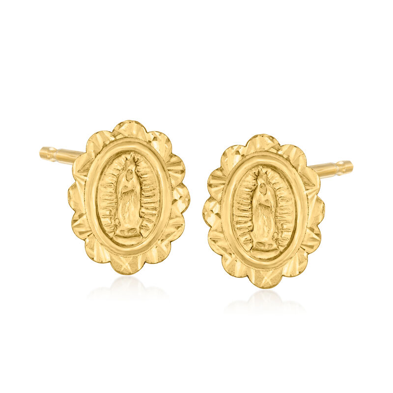 14kt Yellow Gold Virgin Mary Petite Stud Earrings image number 0
