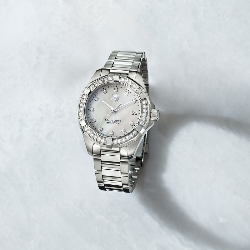 TAG Heuer Aquaracer Women's 32mm .62 ct. t.w. Diamond Watch in Stainless Steel image number 1