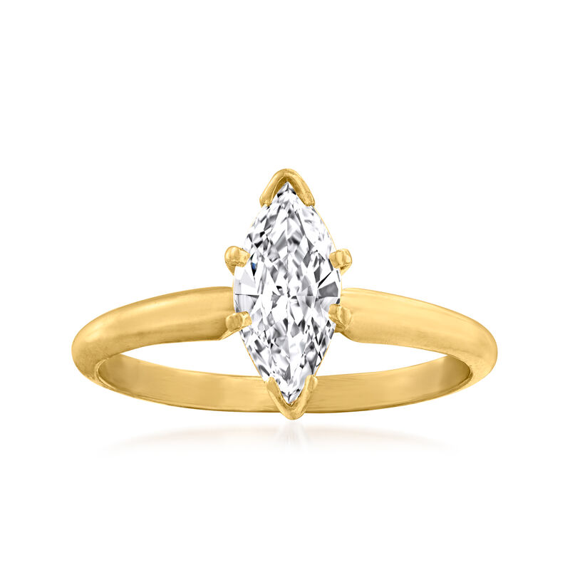 C. 1980 Vintage .75 Carat Marquise Diamond Ring in 14kt Yellow Gold image number 0