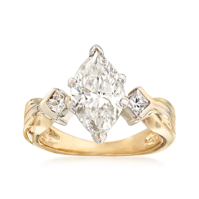 C. 1980 Vintage 2.25 ct. t.w. Engagement Ring in 14kt Yellow Gold image number 0