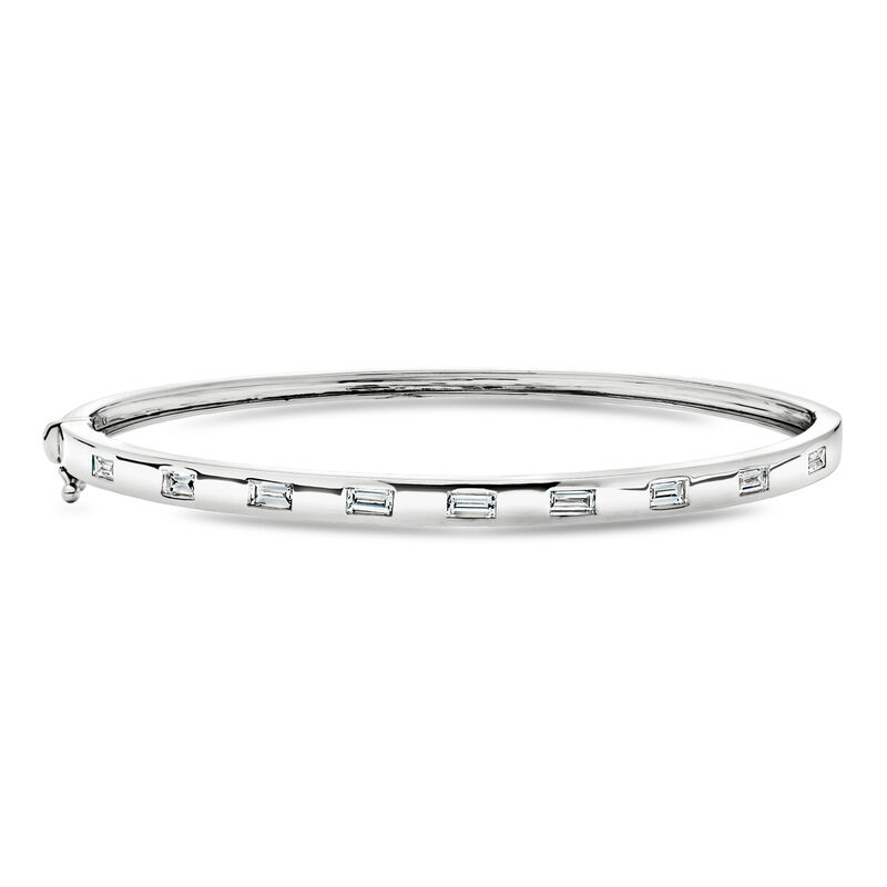 .50 ct. t.w. Baguette Lab-Grown Diamond Bangle Bracelet in Sterling Silver. 7" image number 0