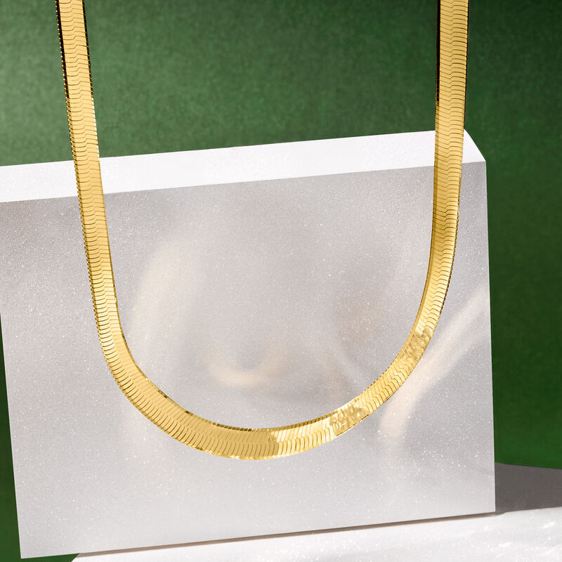 6mm Italian 18kt Gold Over Sterling Herringbone Necklace image number 4
