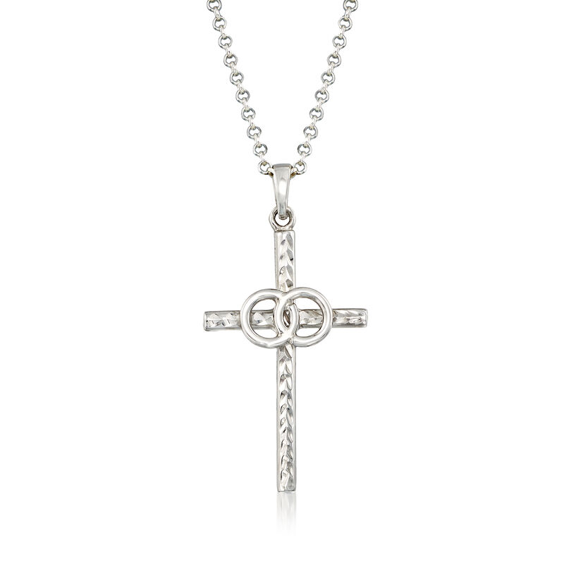 Italian Sterling Silver Marriage Cross Necklace image number 0